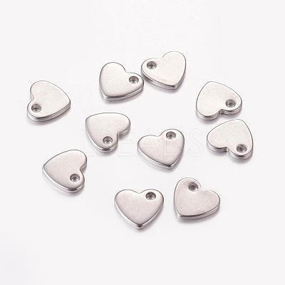 Tarnish Resistant Original Color Blacnk Stamping Tag Heart Charms 304 Stainless Steel Pendants X-STAS-Q112-1