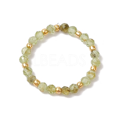 Natural Peridot Beaded Stretch Rings for Women RJEW-JR00868-08-1