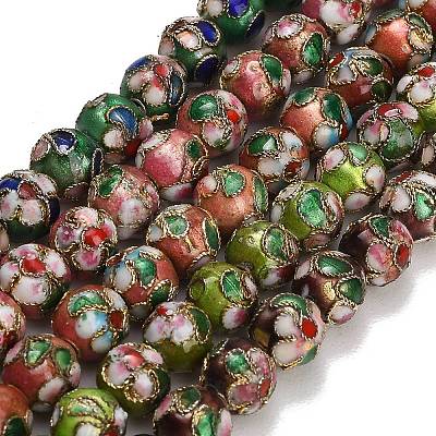 Handmade Cloisonne Brass Beads Strands KK-CBA6970-01-1
