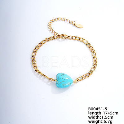 Fashionable Korean Style Brass Synthetic Turquoise Bracelets LH9898-5-1