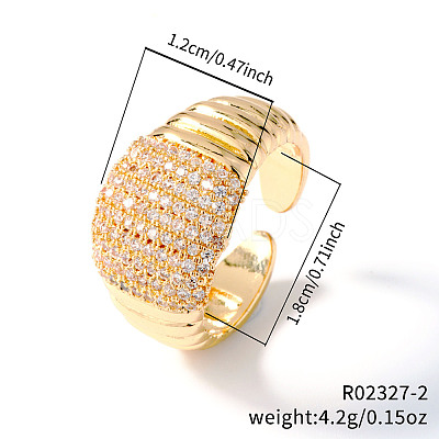 Elegant Fashionable Thread Design Brass Rhinestone Cuff Rings GP3744-2-1
