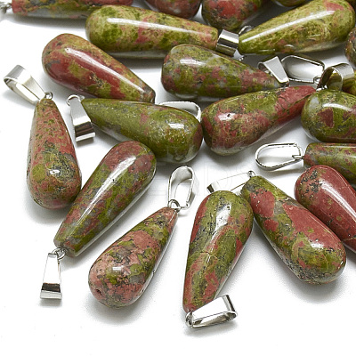 Natural Unakite Pendants G-T081-08-1