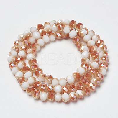 Electroplate Opaque Solid Color Glass Beads Strands EGLA-A034-P8mm-J09-1