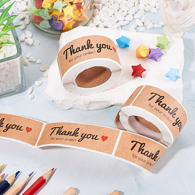 2 Rolls Rectangle Thank You Theme Paper Stickers DIY-TA0013-47A-1