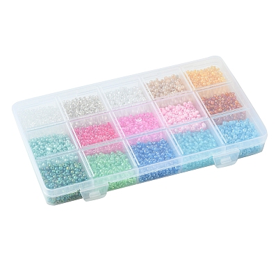 180G 15 Colors Glass Seed Beads SEED-FS0001-11-1