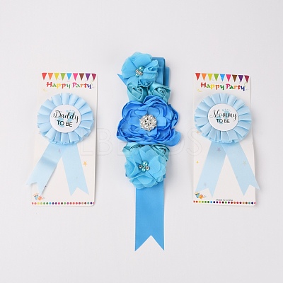 Chiffon Daddy to Be & Mommy to Be Tinplate Badge Pins AJEW-WH0162-43-1