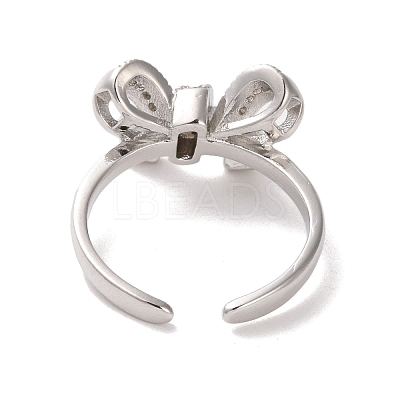 Brass Micro Pave Cubic Zirconia Open Cuff Ring RJEW-K256-58F-P-1