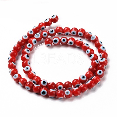 Handmade Evil Eye Lampwork Round Bead Strands LAMP-L055-6mm-19-1