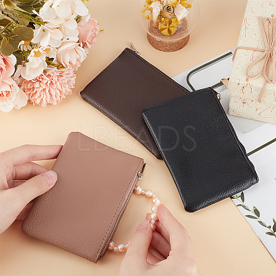 3Pcs 3 Colors Litchi Print PU Leather Zip Pouches ABAG-CP0001-07-1