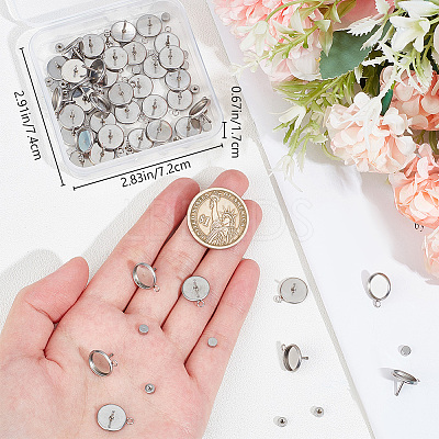 50 Sets 304 Stainless Steel Stud Earring Finding STAS-BBC0003-32-1