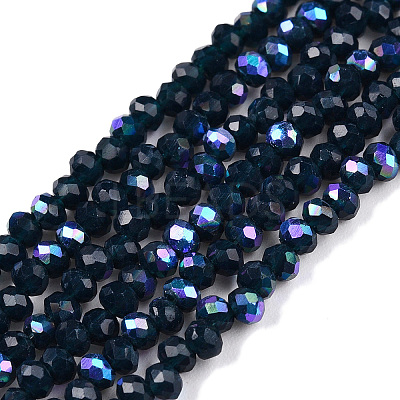 Electroplate Opaque Solid Color Glass Beads Strands EGLA-A044-P1mm-L16-1