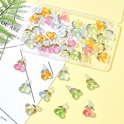 40Pcs 10 Colors Acrylic Glass Pendants PALLOY-FS00018-1