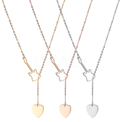 3Pcs 3 Colors Stainless Steel Lariat Necklaces Set NJEW-AN0001-65-1