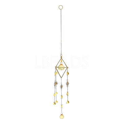 Glass Teardrop & Iron Rhombus Suncatchers HJEW-G028-01A-1