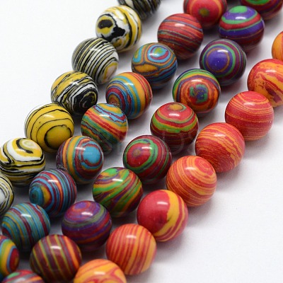Synthetic Malachite Beads Strands G-I199-32-10mm-1
