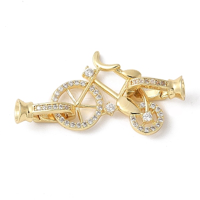 Brass Pave Clear Cubic Zirconia Fold Over Clasps KK-M320-18G-1