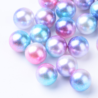 Rainbow Acrylic Imitation Pearl Beads OACR-R065-6mm-A02-1