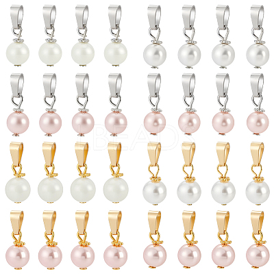 32Pcs Shell Pearl Pendants PALLOY-PH01823-1