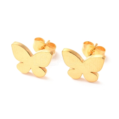 Ion Plating(IP) 304 Stainless Steel Stud Earrings X-EJEW-C001-14G-1
