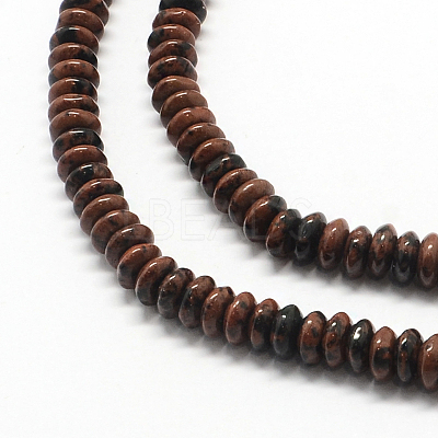 Rondelle Natural Mahogany Obsidian Bead Strands G-Q447-03-1