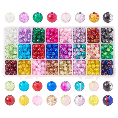 Spray Painted Crackle Glass Beads CCG-PH0002-01-8mm-1