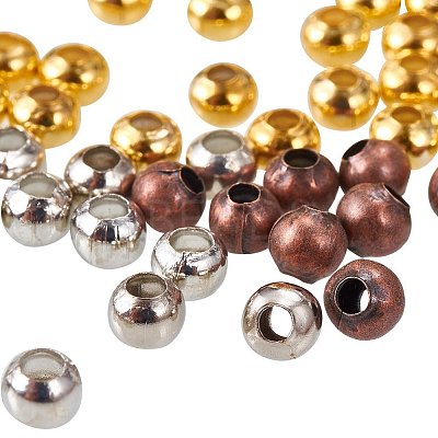 5 Box Iron Round Spacer Beads IFIN-X0001-03-B-WH-1