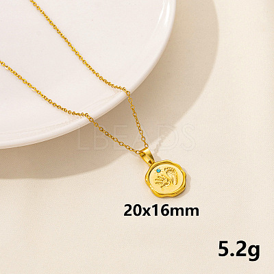 Stainless Steel Flat Round with Hand & Footprint Pendant Necklaces HK0528-4-1