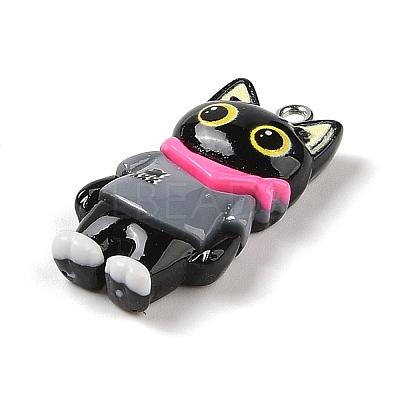 Opaque Resin Cat Pendants RESI-S399-07C-1