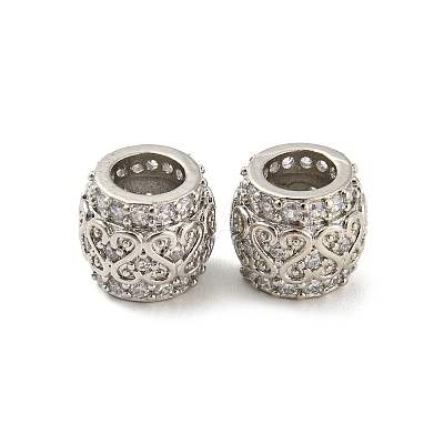 Brass Micro Pave Cubic Zirconia European Beads KK-H452-12P-1
