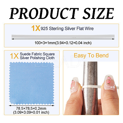 1Pc 925 Sterling Silver Flat Wire STER-TA0001-13-1