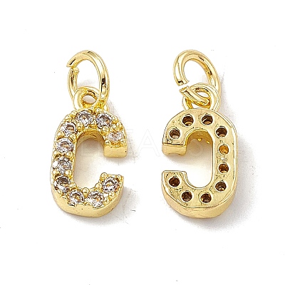 Real 18K Gold Plated Brass Micro Pave Clear Cubic Zirconia Charms KK-E068-VB452-C-1