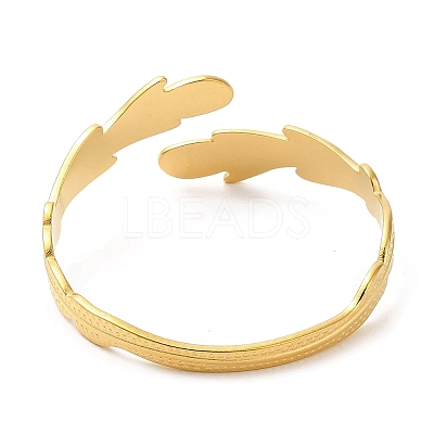 Ion Plating(IP) 304 Stainless Steel Feather Cuff Bangles BJEW-L682-025G-1