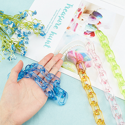 4Pcs 4 Colors Acrylic Cross Chains FIND-WR0002-27A-1