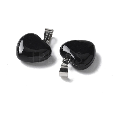 Natural Black Agate Pendants X-G-I311-A16-01-1