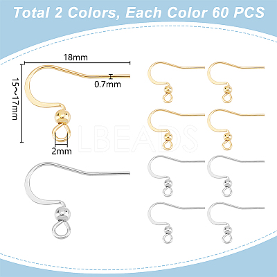 120Pcs 2 Colors 304 Stainless Steel French Earring Hooks STAS-UN0054-45-1