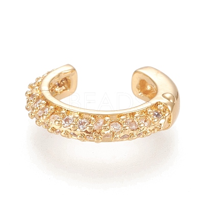 Brass Micro Pave Clear Cubic Zirconia Cuff Earrings EJEW-M195-07G-1