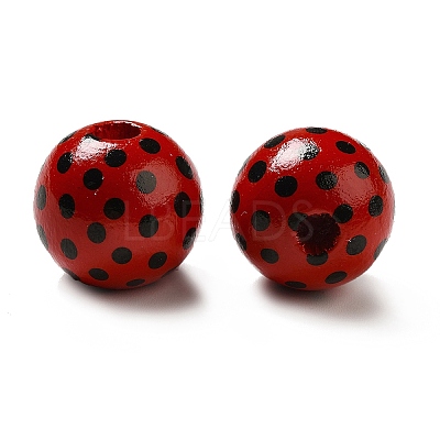 Printed Wood Round Beads WOOD-C012-01B-1