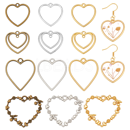 48Pcs 12 Styles Zinc Alloy Open Back Bezel Pendants FIND-PH0025-13-1