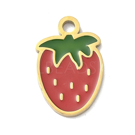 304 Stainless Steel Fruit Enamel Pendants LS-STAS-G362-04G-14-1