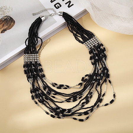 Bohemia Style Glass Seed Bead Multi-strand Necklaces NJEW-H063-01P-05-1