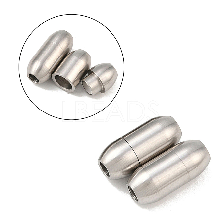 Tarnish Resistant 304 Stainless Steel Matte Surface Magnetic Clasps with Glue-in Ends STAS-O042-A-24-1