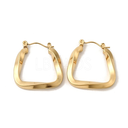 Ion Plating(IP) 304 Stainless Steel Trapezoid Hoop Earrings for Women EJEW-P202-05G-1