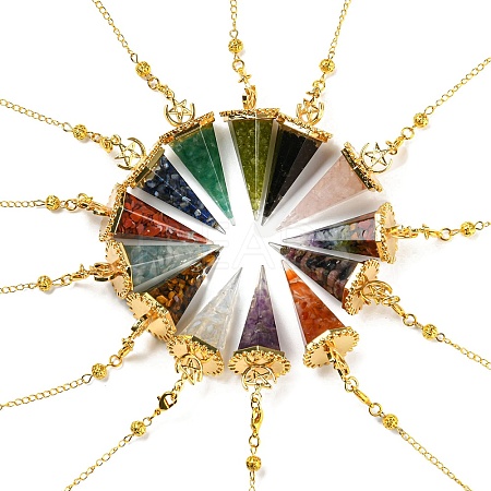 Mixed Gemstone Chip & Resin Dowsing Pendulum Big Pendants G-H293-02G-1