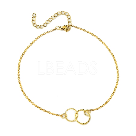 Brass Ring Link Ankelets for Women AJEW-AN00617-1