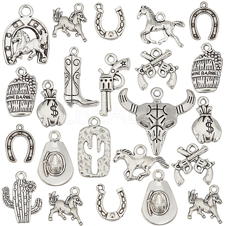 120Pcs 15 Styles Tibetan Style Alloy Pendants TIBE-PH0002-15-1