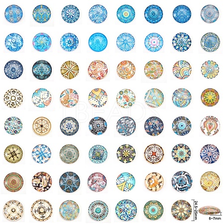 Printed Picture Glass Cabochons GGLA-YW0001-01A-1