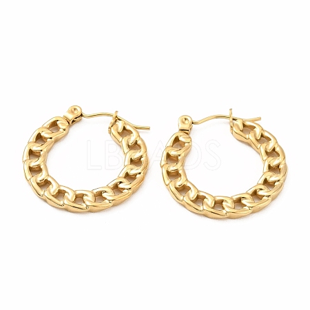 Ion Plating(IP) 304 Stainless Steel Curb Chain Shape Stud Earrings for Women EJEW-F283-02G-1