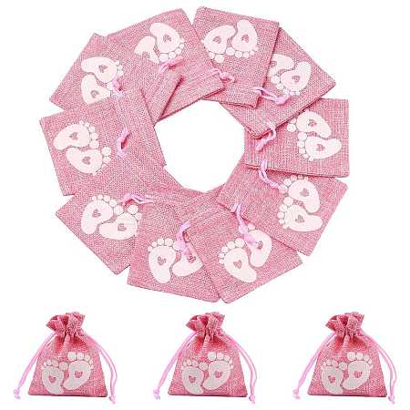 Baby Footprint Polyester Drawstring Bags ABAG-FZC0001-01B-1