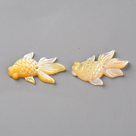 Left and Right Natural Yellow Shell Beads SSHEL-Q311-001-1