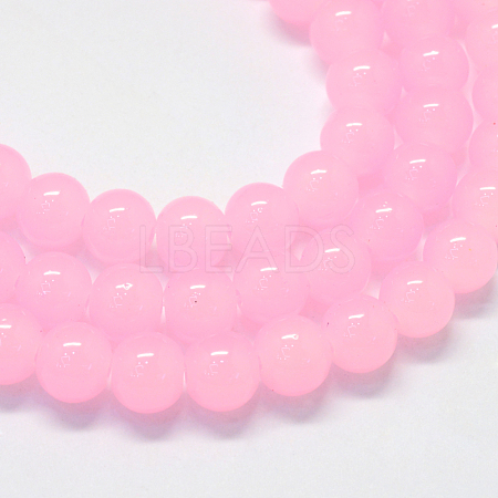 Baking Paint Imitation Jade Glass Round Bead Strands X-DGLA-Q021-6mm-26-1